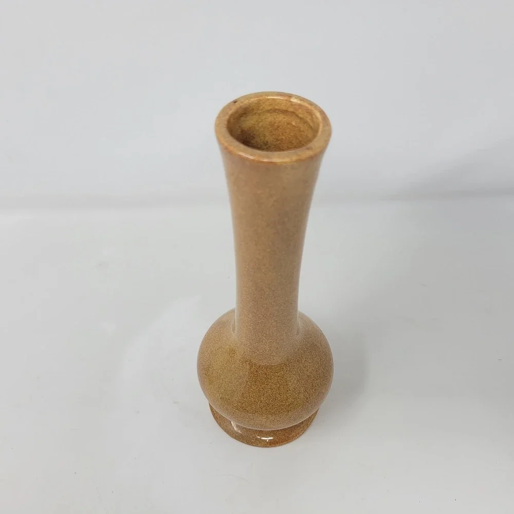 Haeger Teleflora‎ TF 4 Speckled Tan Ceramic Bud Vase USA 1977 MCM 8.25